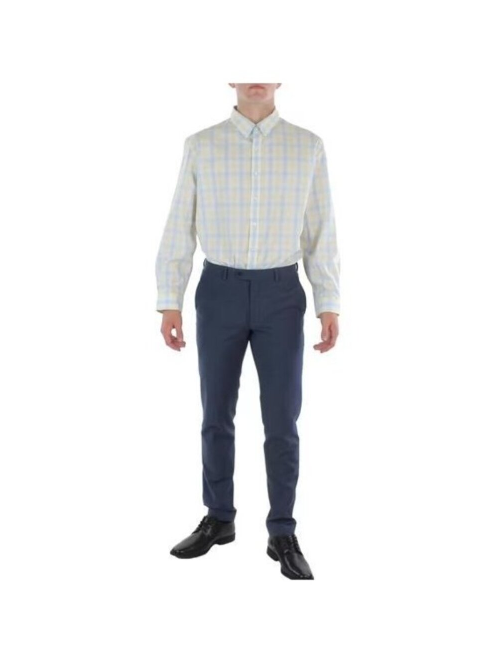Club Room Plaid Button-Up Dress Shirt Mens Size Medium Gingham Long Sleeve